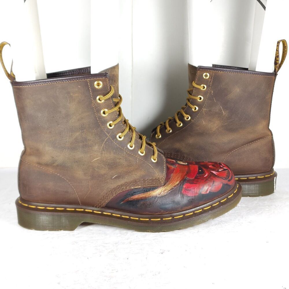 Dr.Martens Men's 1460 US12 Crazy Horse Leather Hand Painted LaceUp Combat Boots - Picture 9 of 14